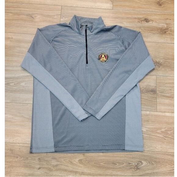 Atlanta United Shirt Soccer Men's Long Sleeve Large Dark Gray Mock Neck Qtr Zip - Picture 1 of 10